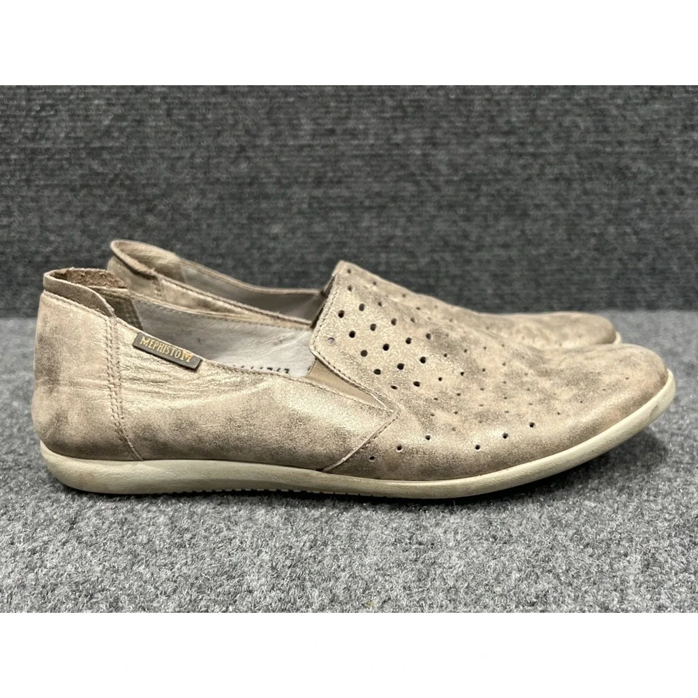 Mephisto Korie Perf Perforated Slip On Leather Lined Women's Shoes 7 Taupe